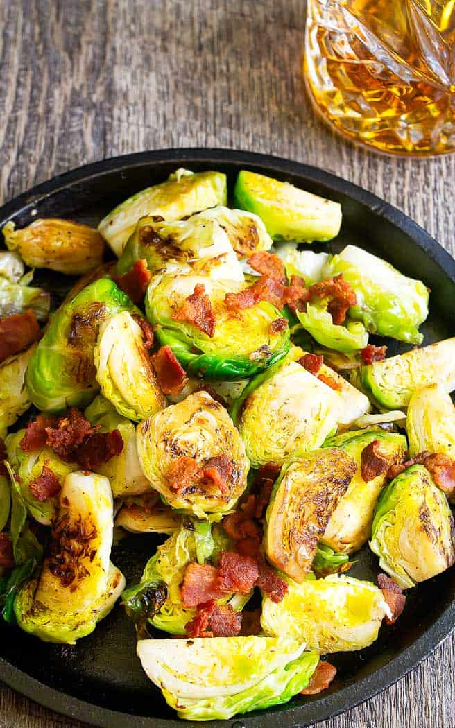 Bourbon Bacon Brussels Sprouts | taketwotapas.com