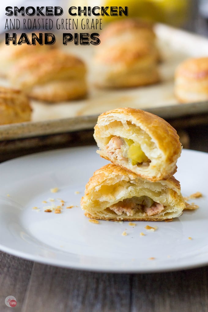 Use your leftover smoked chicken and few remaining grapes and make it into hand pies for lunch or your next tailgating party! Smoked Chicken and Roasted Grape Hand Pies Recipe | Take Two Tapas
