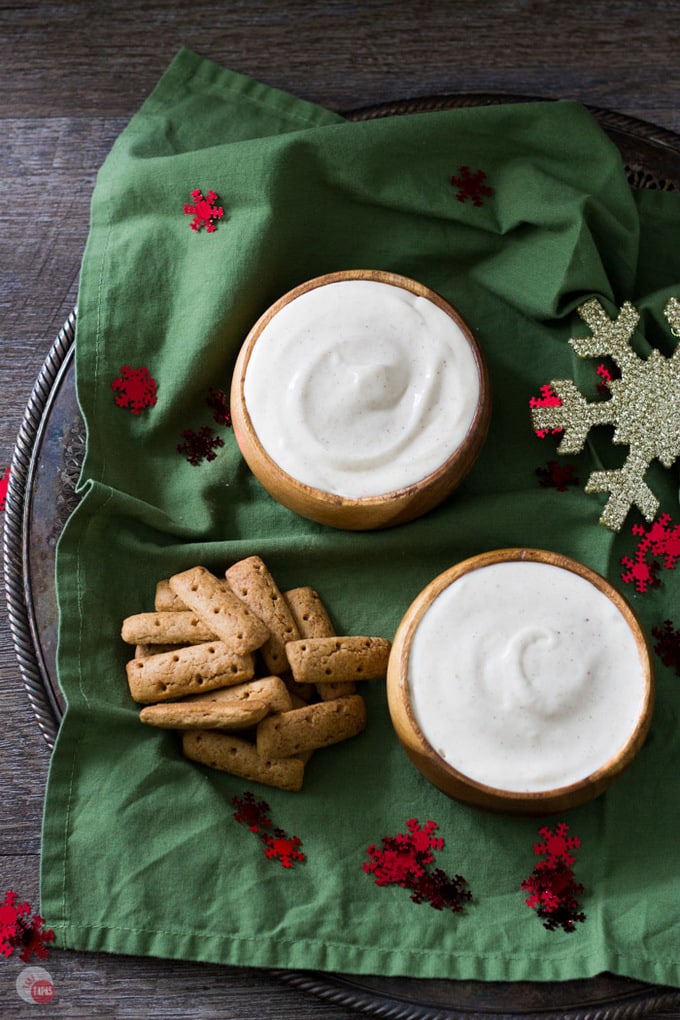 Spiked Eggnog Dip with Cinnamon Graham Sticks Take Two Tapas