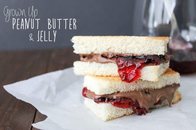 Peanut Butter and Jelly is a staple of everyone's childhood. Use your Wine Jelly and make an adult version of this childhood classic with Hazelnut Spread! Juiced Up Grape Jelly Recipe | taketwotapas.com