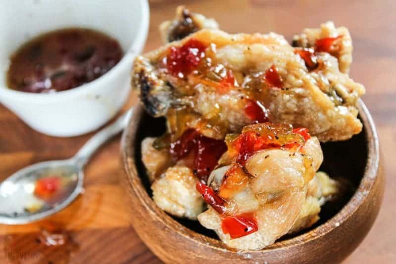Crispy Chicken Wings with Four Pepper Jelly | Take Two Tapas | #BakedChickenWings #bakedchicken #BakedWings #ChickenWings #PepperJelly