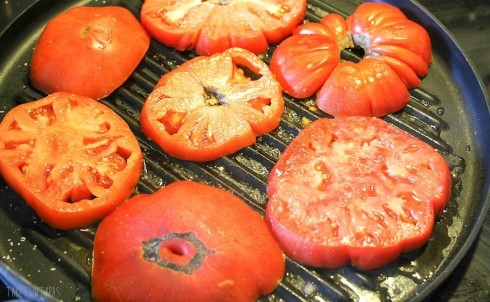 Grilling tomatoes for my Summer Grilled Tomato Soup Recipe | Take Two Tapas | #Summer #GrillRecipes #TomatoSoupRecipe #GrilledTomatoes #TomatoRecipe #TomatoSoup