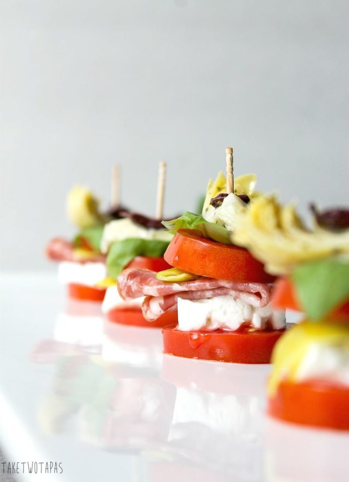 Mediterranean Antipasto Salad Stacks for Tapas Appetizers