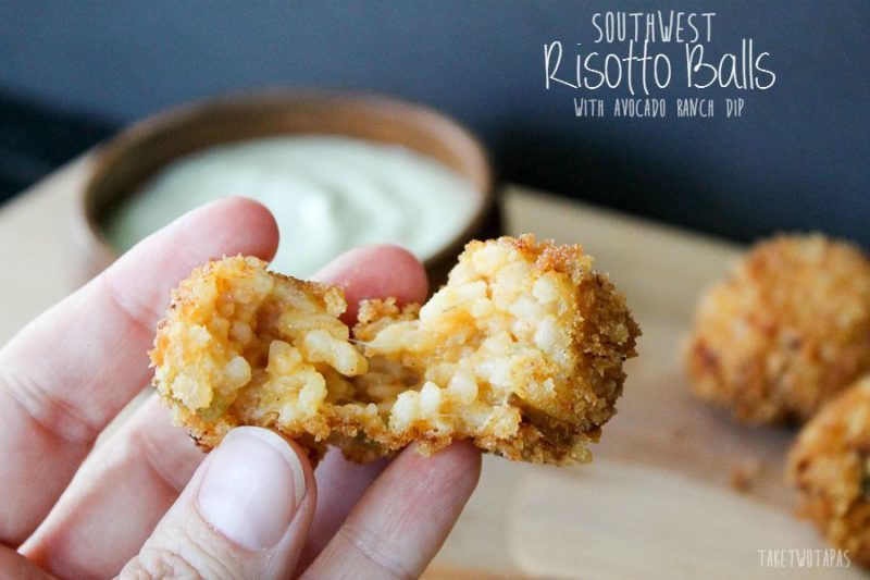 Make your leftover rice into Southwest Risotto Balls | Take Two Tapas | #AranciniRecipe #LeftoversRecipe #SouthwestRecipe #RisottoBalls