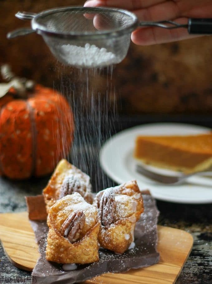 Sweet Chocolate Pumpkin Wonton Recipe | Take Two Tapas | #Pumpkin #Chocolate #Wontons #FallDesserts