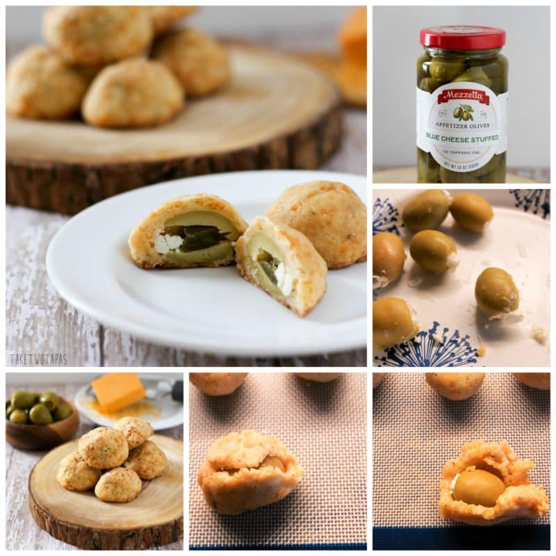 These blue cheese jalapeno cheese truffles are blue cheese and jalapeno stuffed olives that are encased in a flaky sharp cheddar crust. Blue Cheese Jalapeno Truffles are great for a party or you can eat a few for dinner! Blue Cheese Jalapeno Truffle Recipe | Take Two Tapas