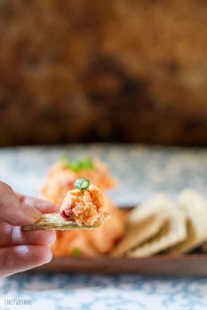 You can make this Pimento Cheese Spread ahead of time, it keeps for a few days! | Take Two Tapas | #pimentocheese #pimento #cheese #Spread #MothersDay #Easter #Brunch
