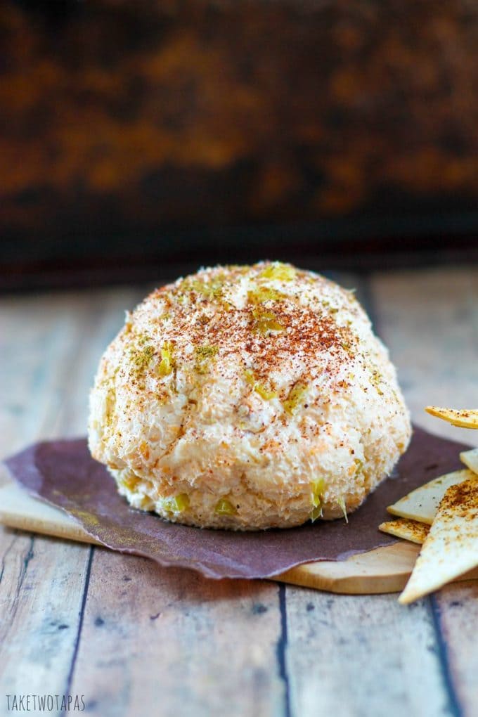 Mexican Cheese Ball with Spicy Tortilla Chips for Serving