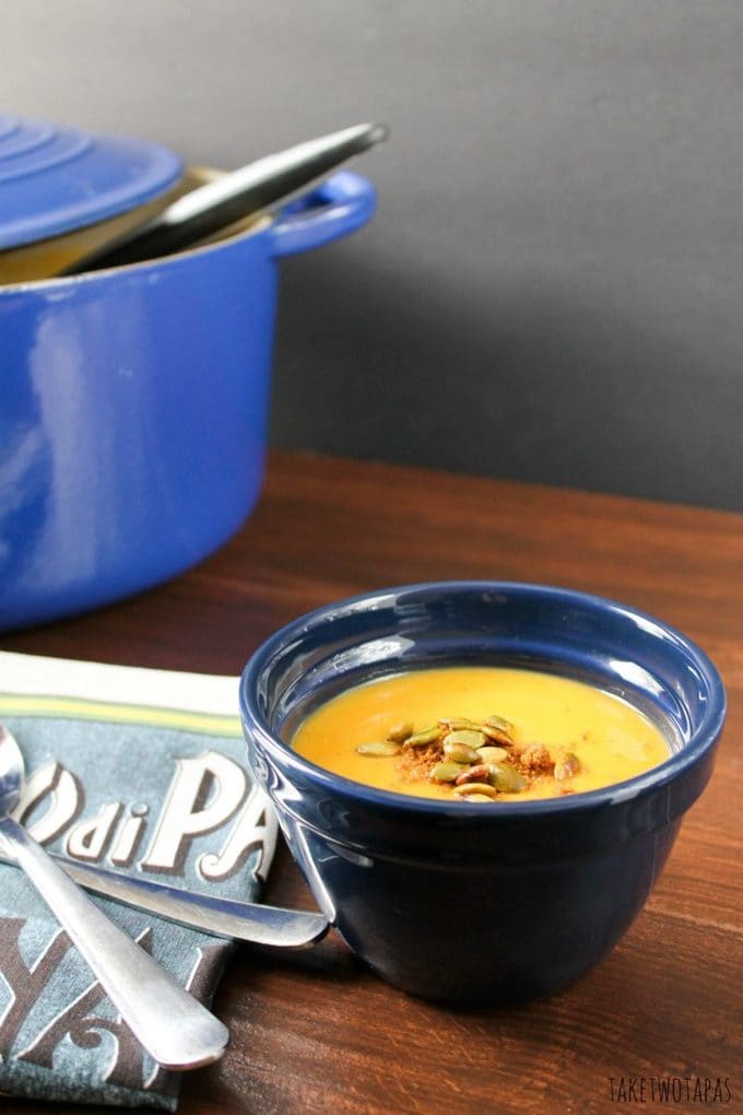 Butternut Squash Soup Recipe | Take Two Tapas | #Soup #ButternutSquash #RoastedVegetable #Gingersnap #Pumpkinseed