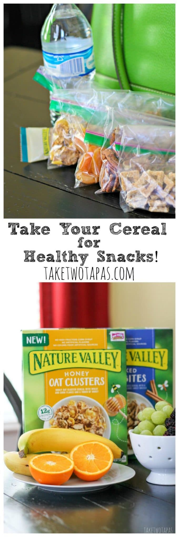 Cereal is not just for breakfast! Multi-task your cereal for healthy snacks to power your whole day! Nature Valley Cereal Snacks | Taketwotapas.com