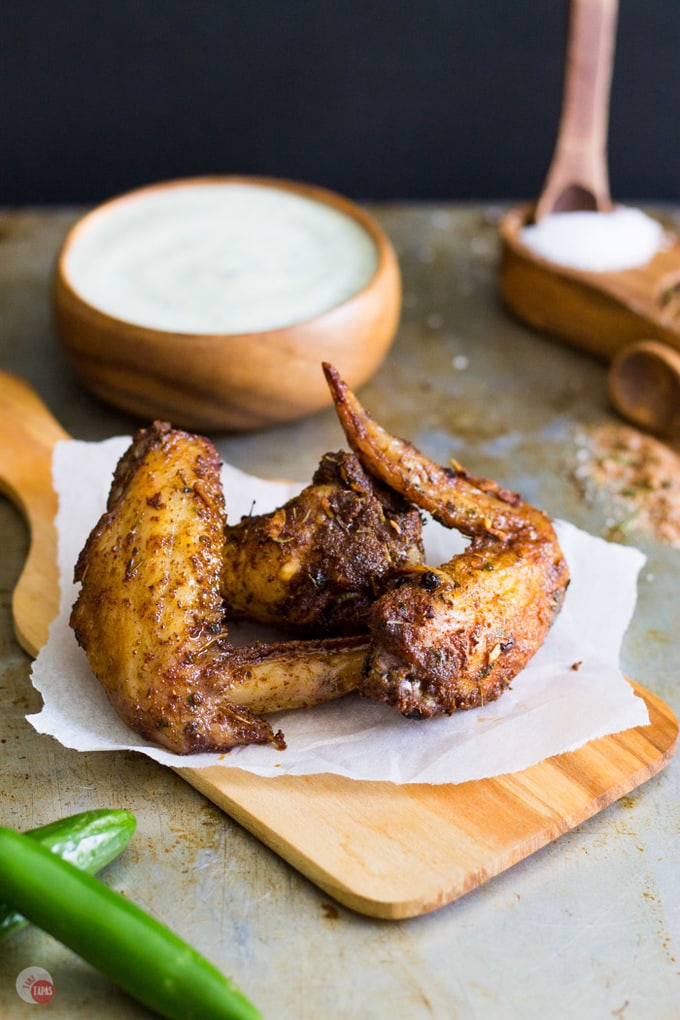 close up of jerk spice crusted wings