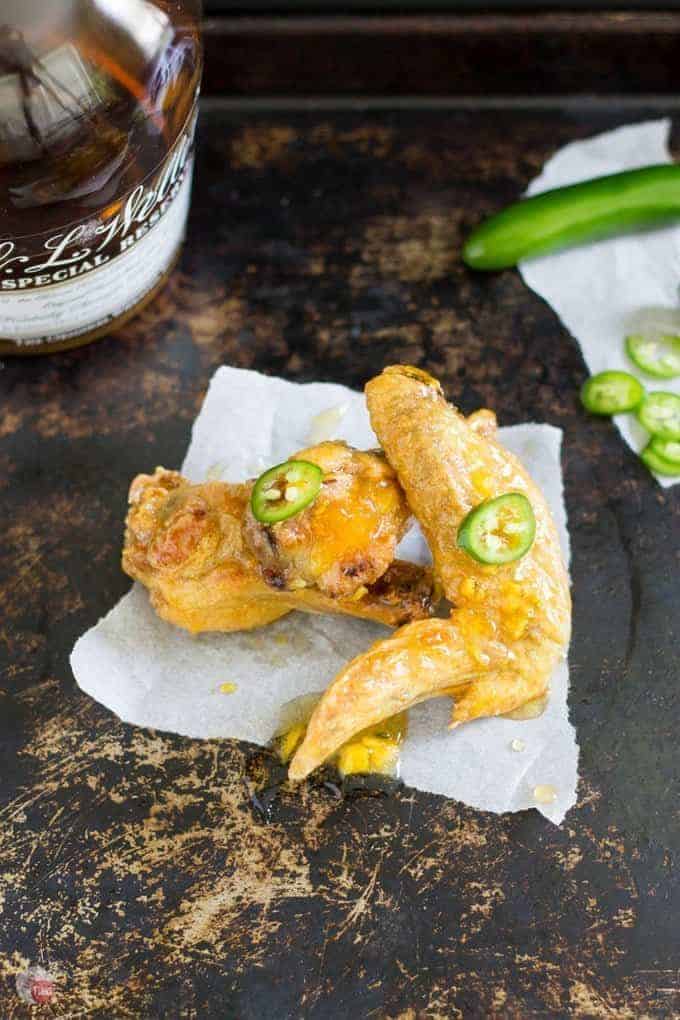 Sweet and Spicy Peach Bourbon Chicken Wings Recipe | Take Two Tapas | #Peach #Bourbon #ChickenWings #ChickenWingFlavors #ChickenWingSauces #Spicy