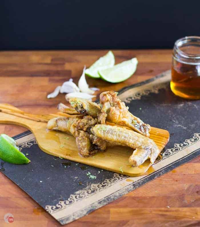 Garlic Lime Chicken Wings with Honey are sweet and spicy and crispy! | Take Two Tapas | #Garlic #Lime #ChickenWings #Sweet #Spicy #Honey #ChickenWingSauce