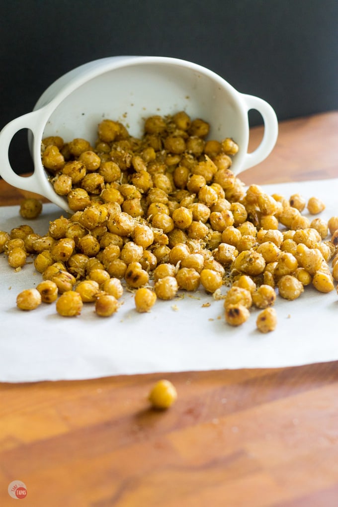 Addicting Crispy Pan Roasted Chickpeas are a healthy and protein filled snack! | Take Two Tapas | #GhostPepper #Chickpeas #Roasted #Fried #HealthySnacks #Snacks #Spicy