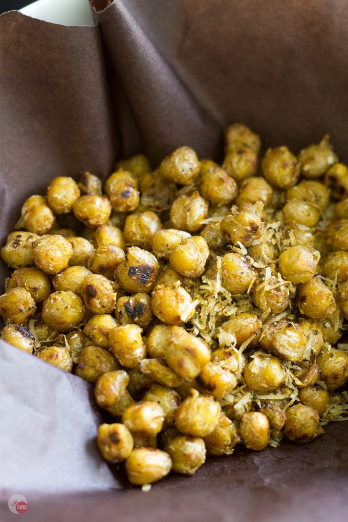 Crispy Pan Roasted Chickpeas are a healthy and protein filled snack | Take Two Tapas | #GhostPepper #Chickpeas #Roasted #Fried #HealthySnacks #Snacks #Spicy