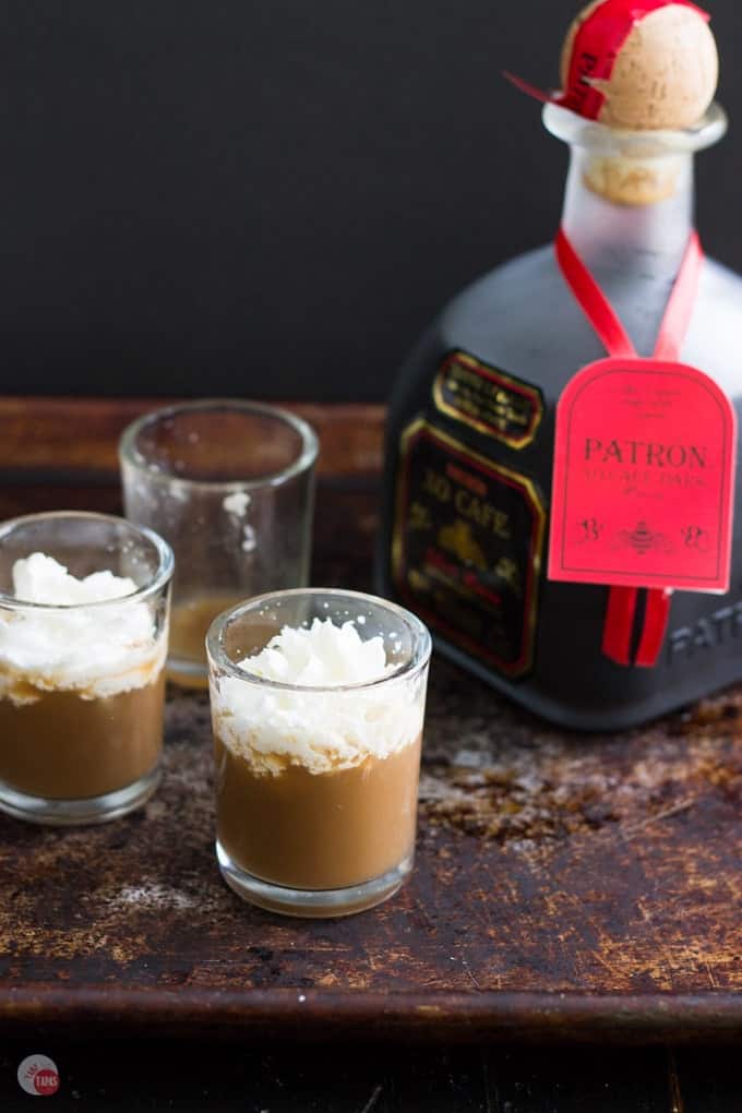 Say Bye Bye to Monday and Hello to Tuesday with a White Russian Shot | Take Two Tapas | #WhiteRussian #WhiteRussianShots #Cocktails #CocktailShots #CoffeeLiqueur #Vodka #Cream