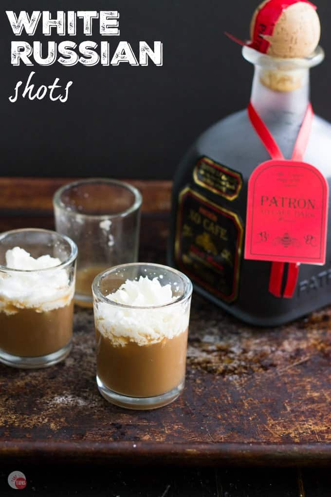 White Russian Shot Recipe | Take Two Tapas | #WhiteRussian #WhiteRussianShots #Cocktails #CocktailShots #CoffeeLiqueur #Vodka #Cream