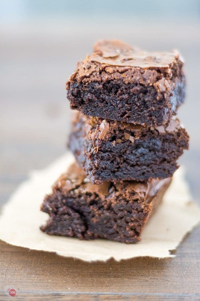 Bacon Salt Brownies are chewy, sweet, salty, and smoky all at the same time! | Take Two Tapas | #BaconSalt #Bacon #Brownies #BaconSaltBrownies #BrownieRecipes