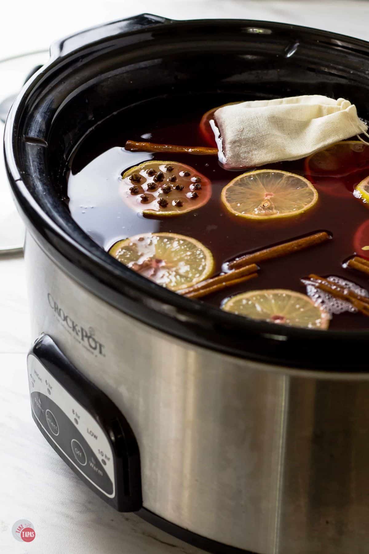 slow cooker filled with punch