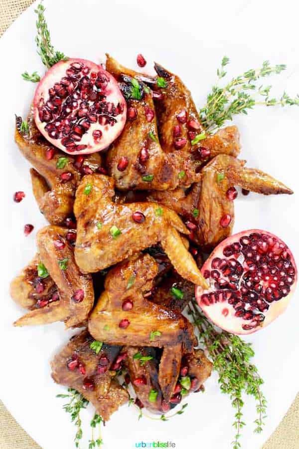 cranberry pomegranate sticky chicken wings