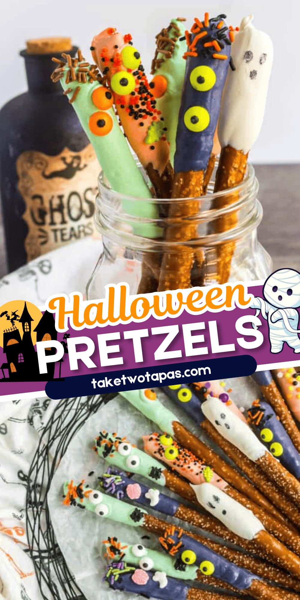 halloween pretzel rods pinterest pin image