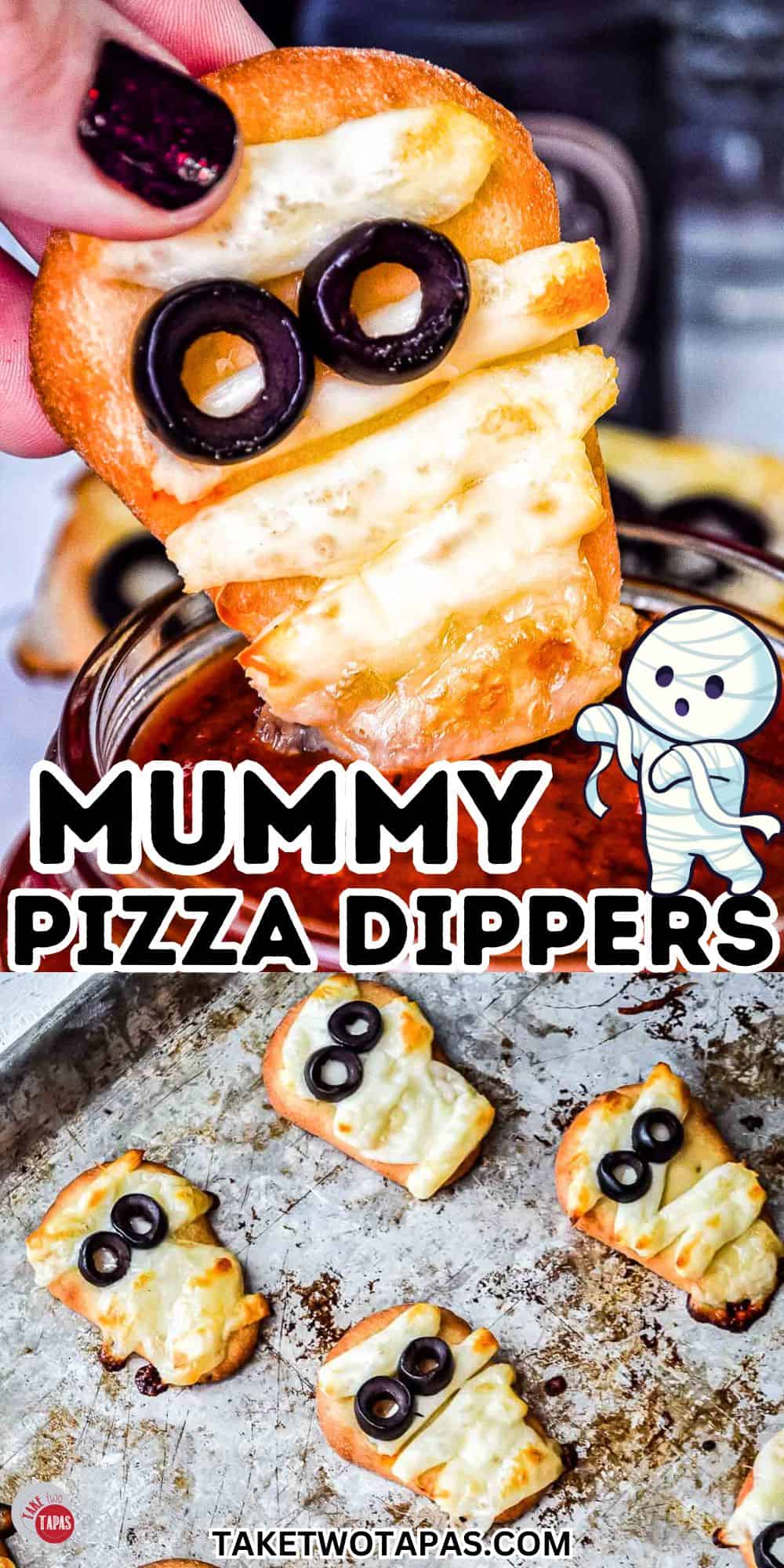 mini mummy shaped pizza dippers