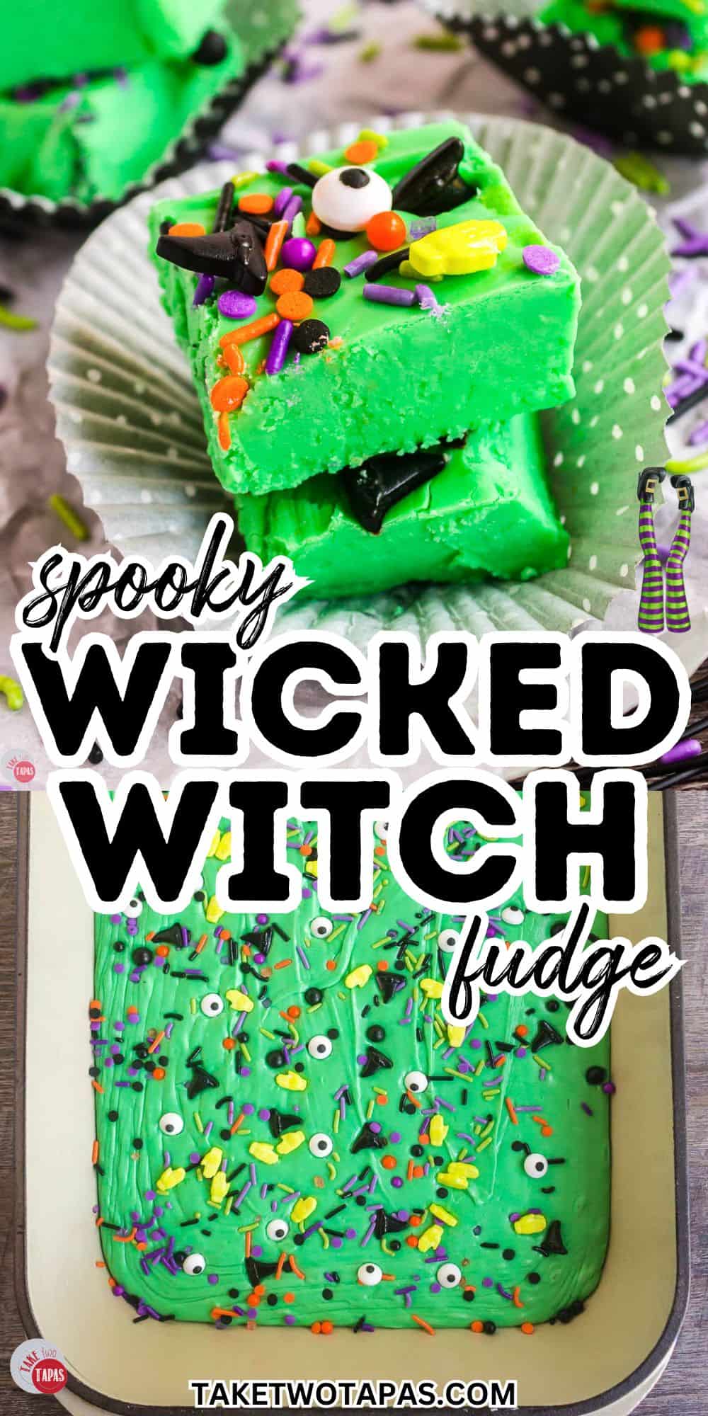 green fudge with witch sprinkles