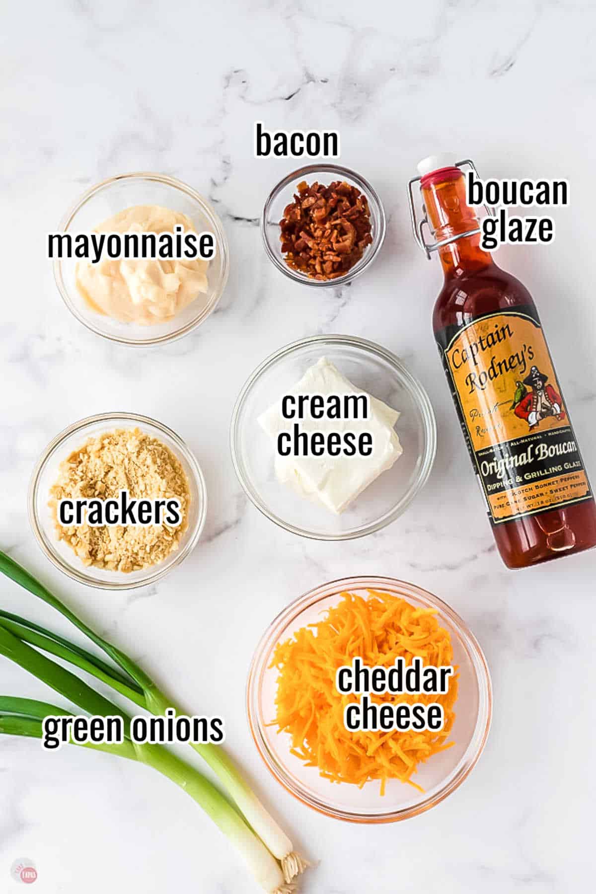 labeled ingredients for boucan glaze dip