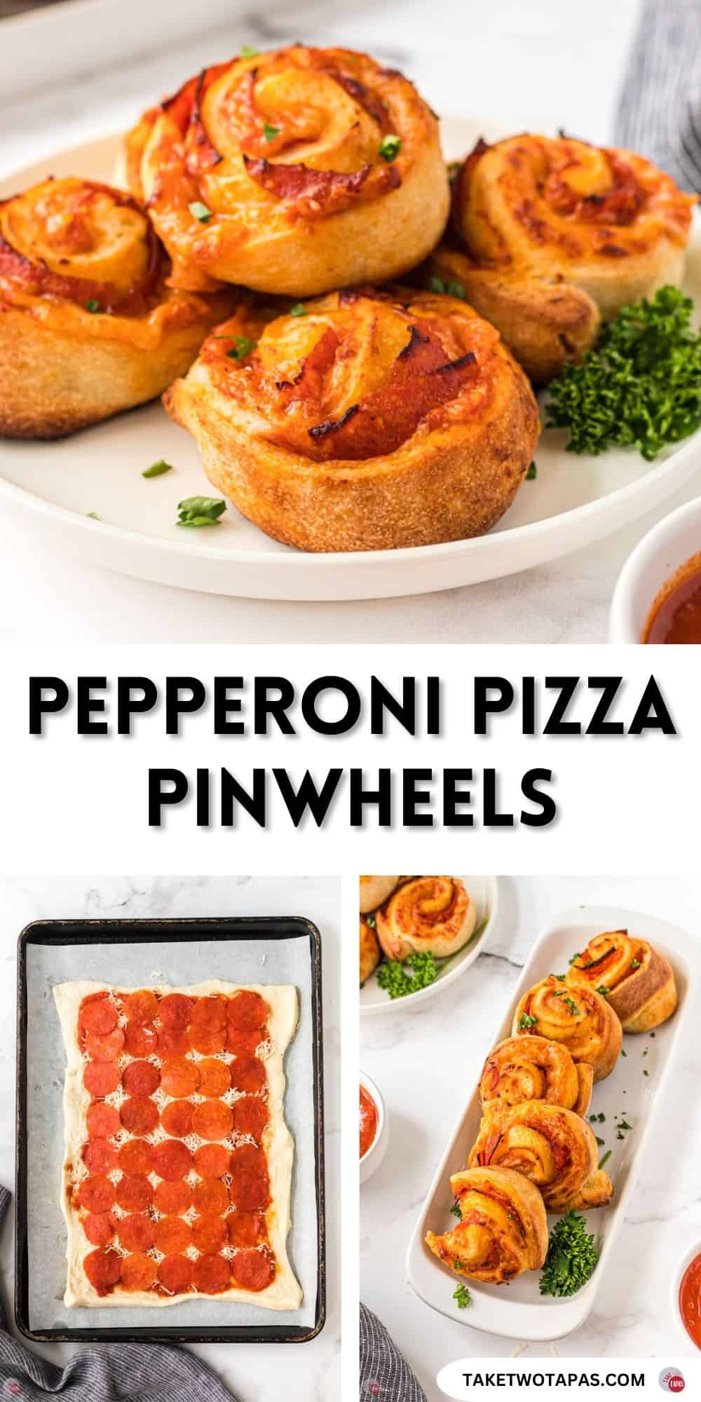 pinterest pin image of pepperoni pizza pinwheels