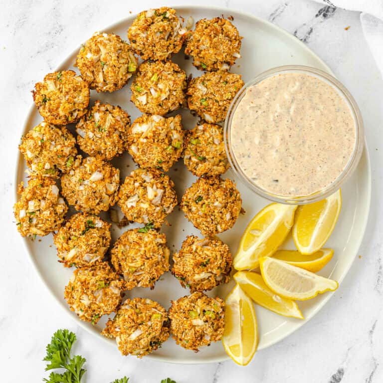 platter of crab cakes