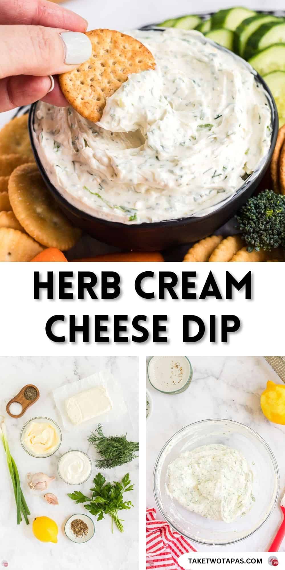 herb cream cheese dip pinterest pin image