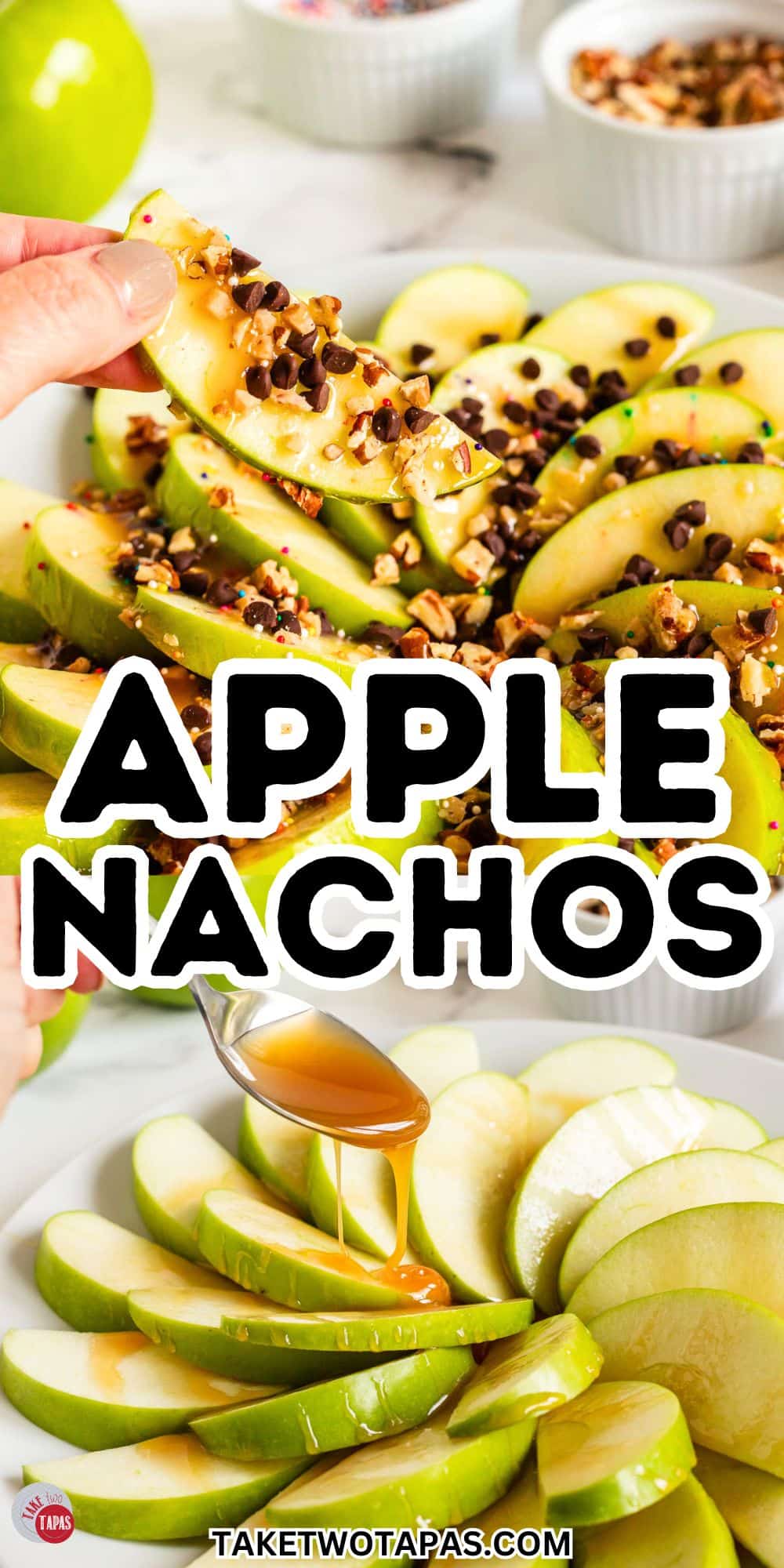 apple nachos with spoon