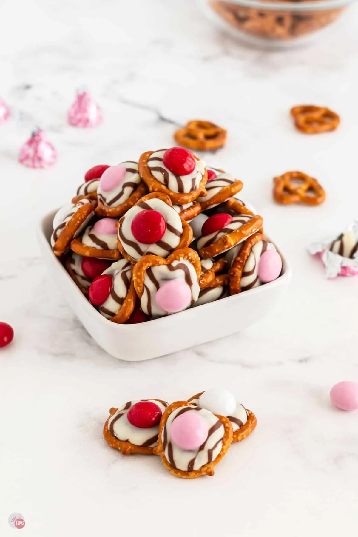 Pretzel M&M Hug Bites are so easy and fun with just 3 ingredients