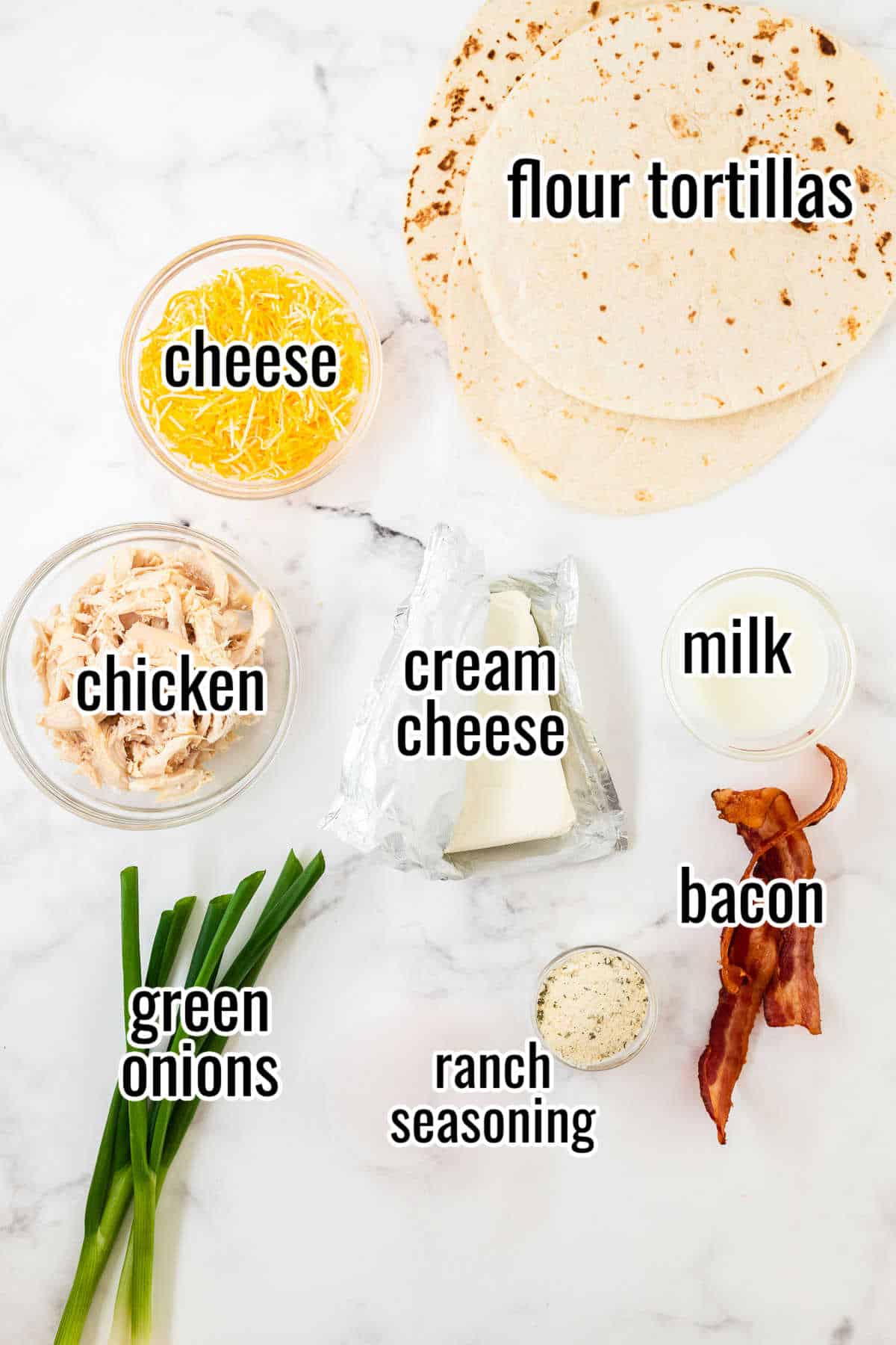 labeled ingredients for a sandwich recipe