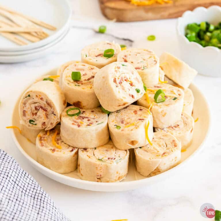 plate of pinwheel sandwiches