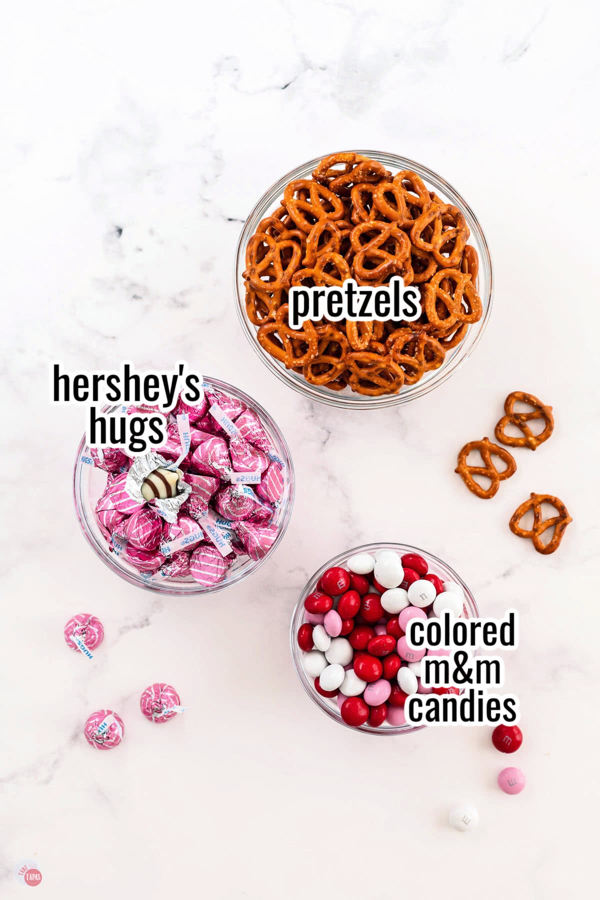 labeled ingredients for pretzel hugs