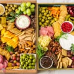 Overhead shot of a cheese board