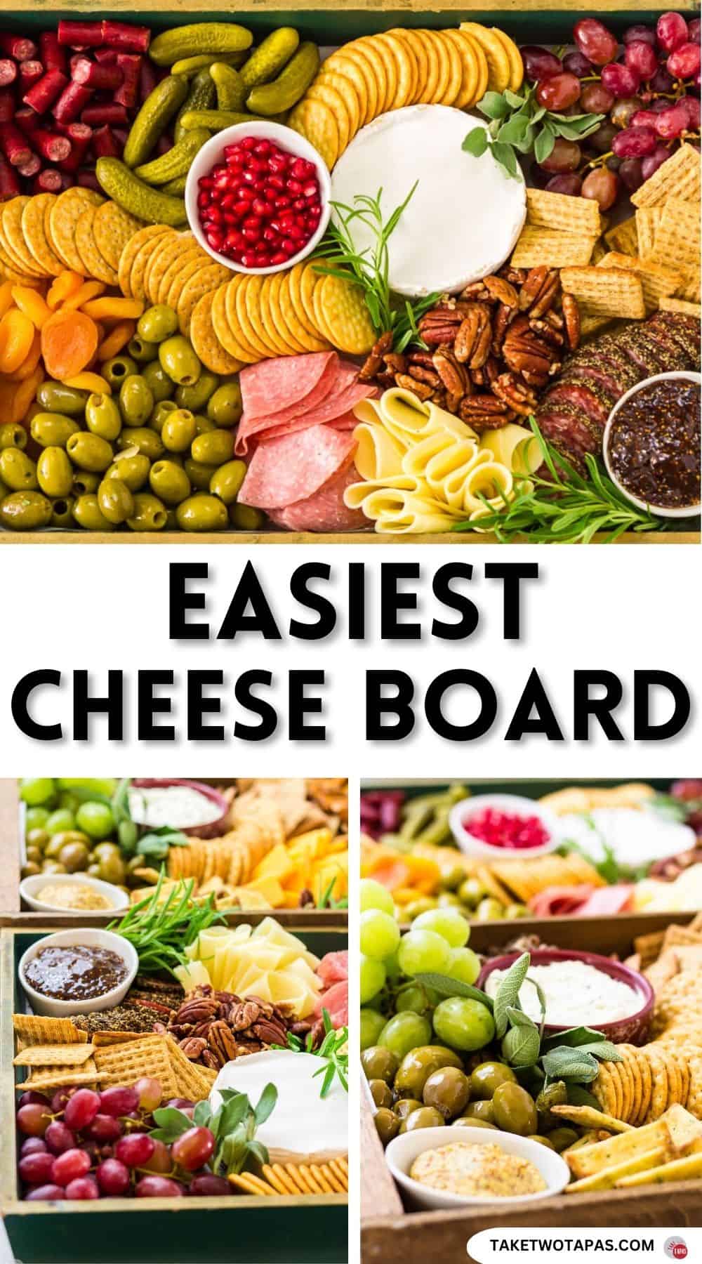 easiest cheese board pinterest pin image