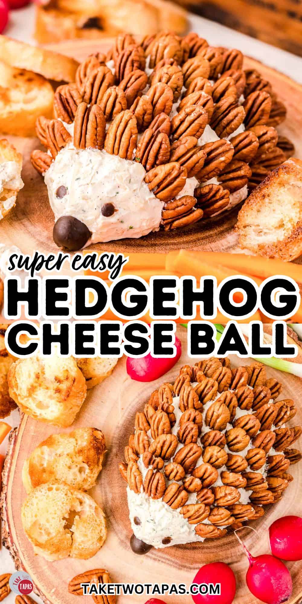 hedgehog cheese ball pinterest pin image