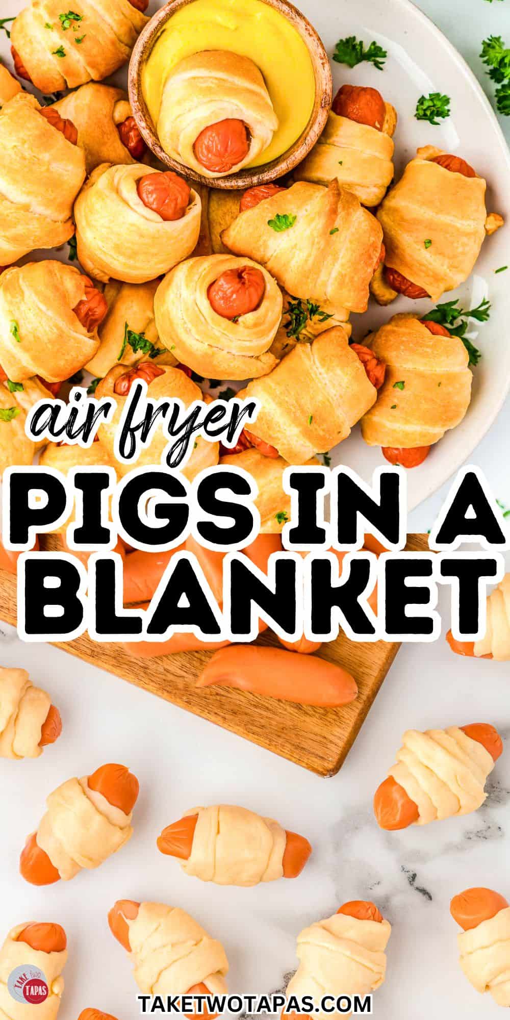 air fryer pigs in a blanket photo collage