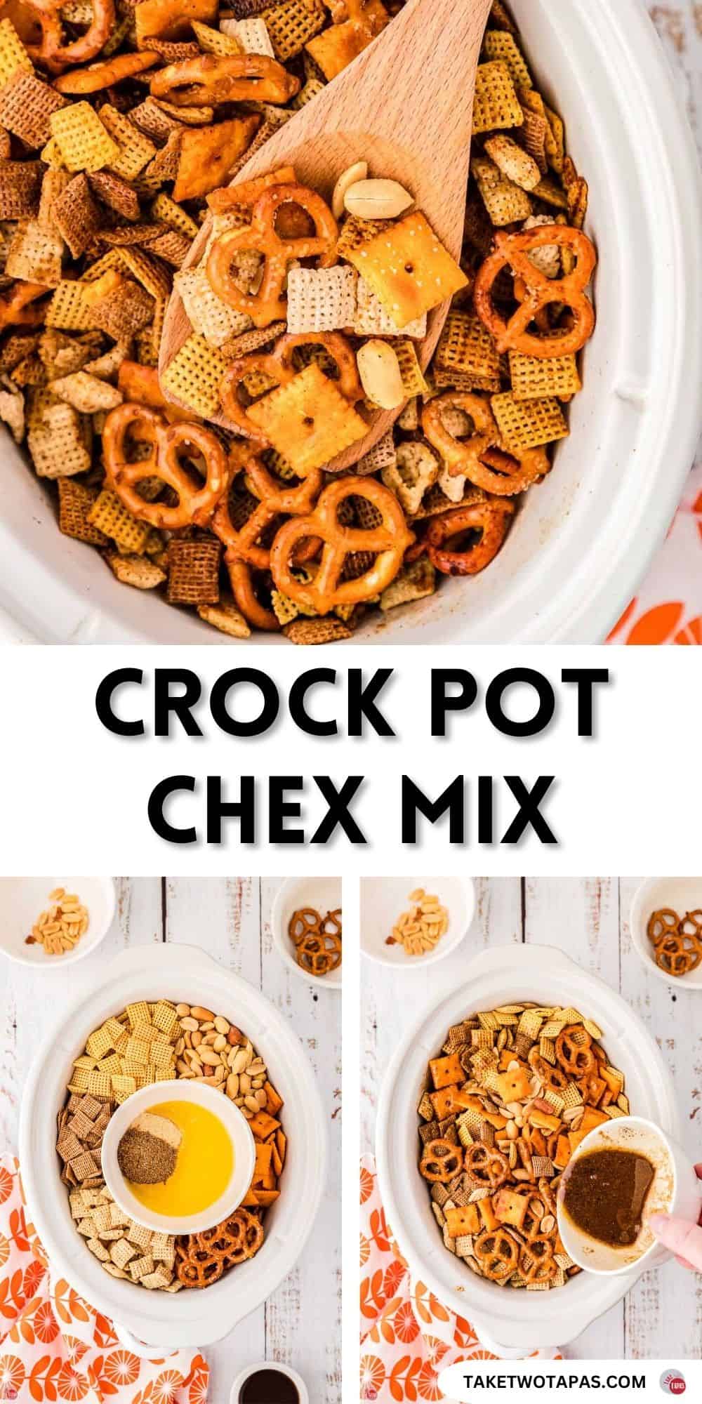 crock pot chex mix pinterest pin image