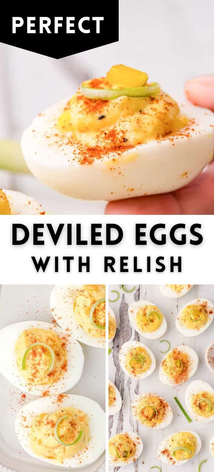 pinterest pin image for deviled eggs with relish