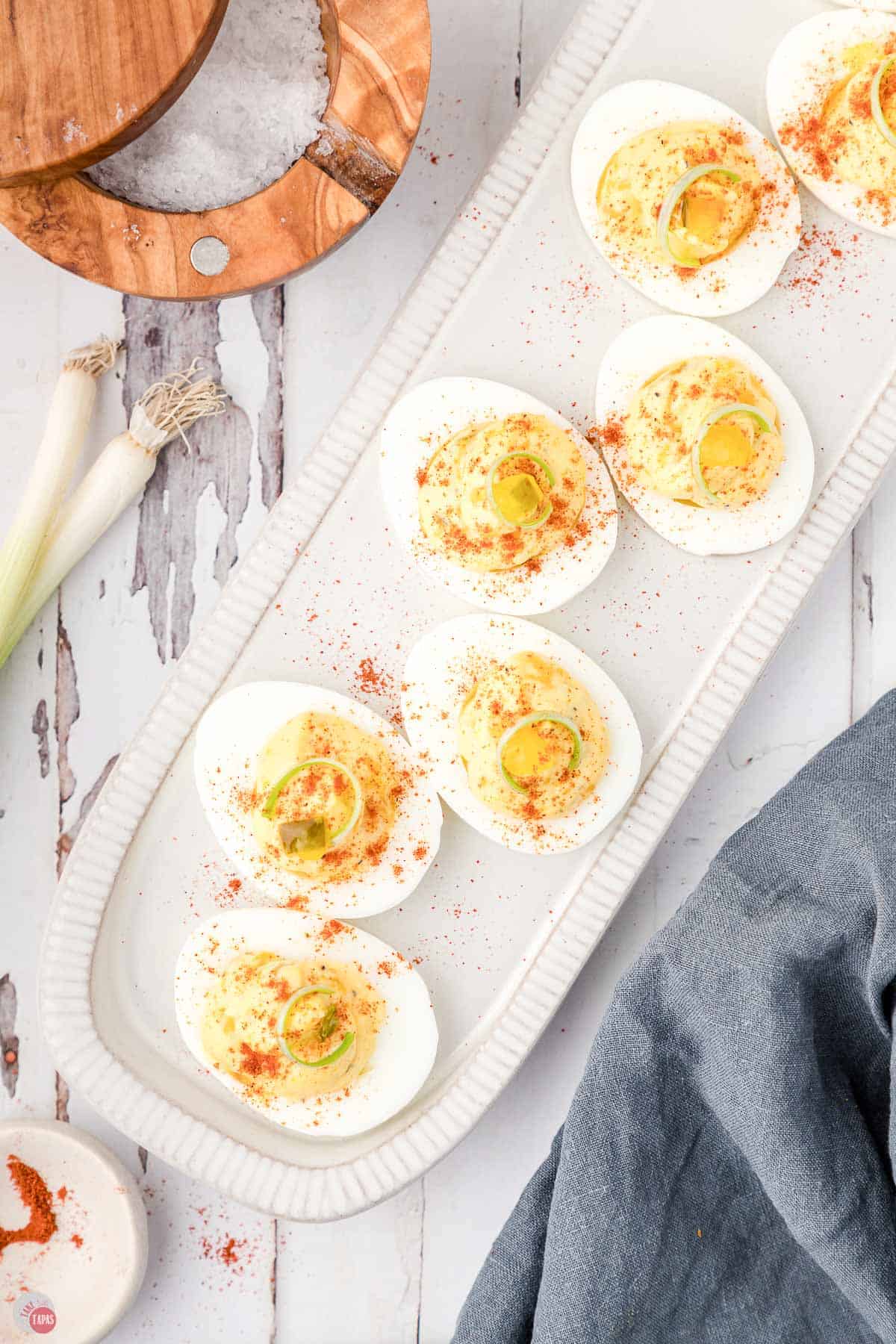 tray of deviled eggs