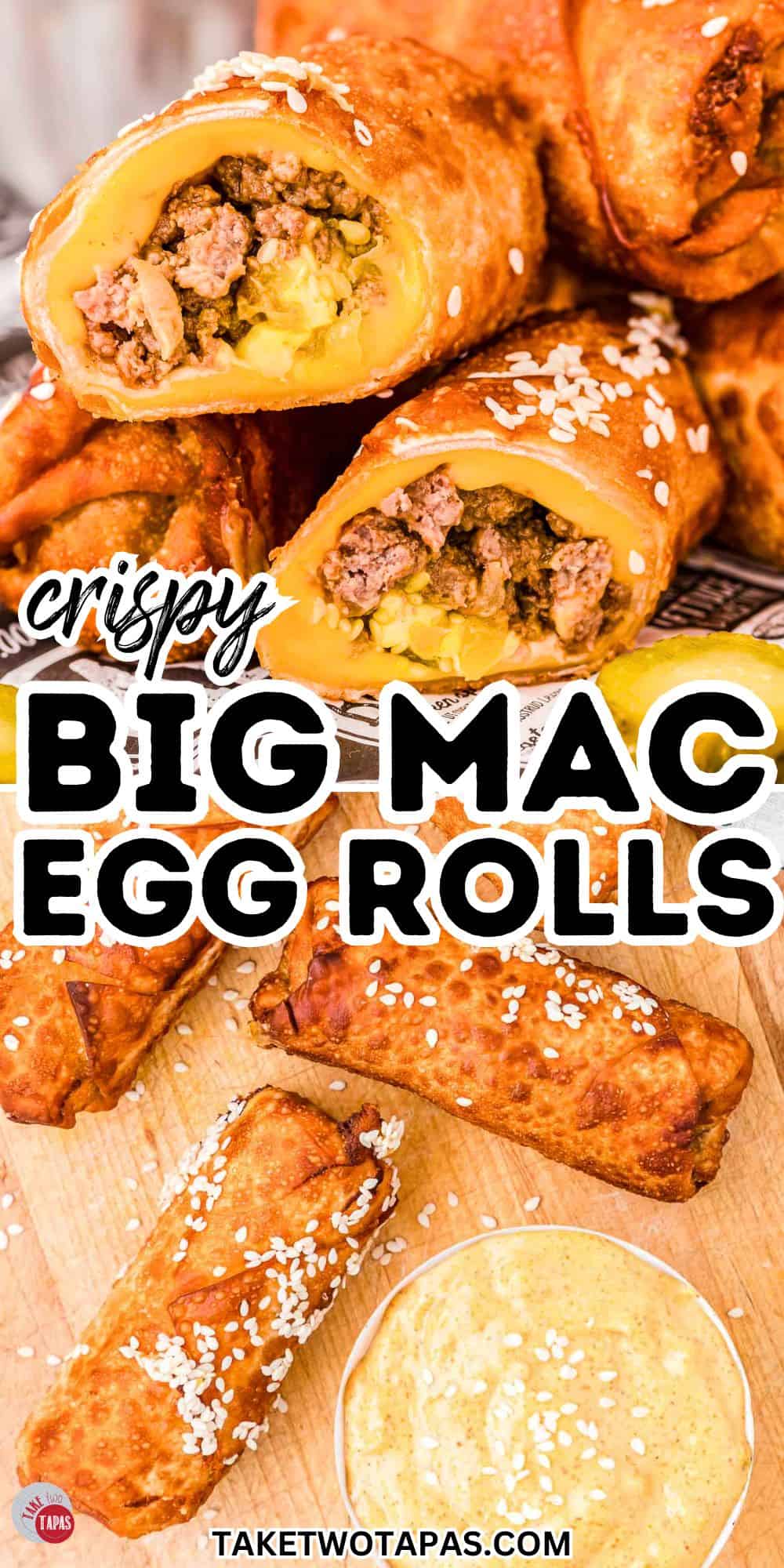 big mac egg rolls on a cutting board