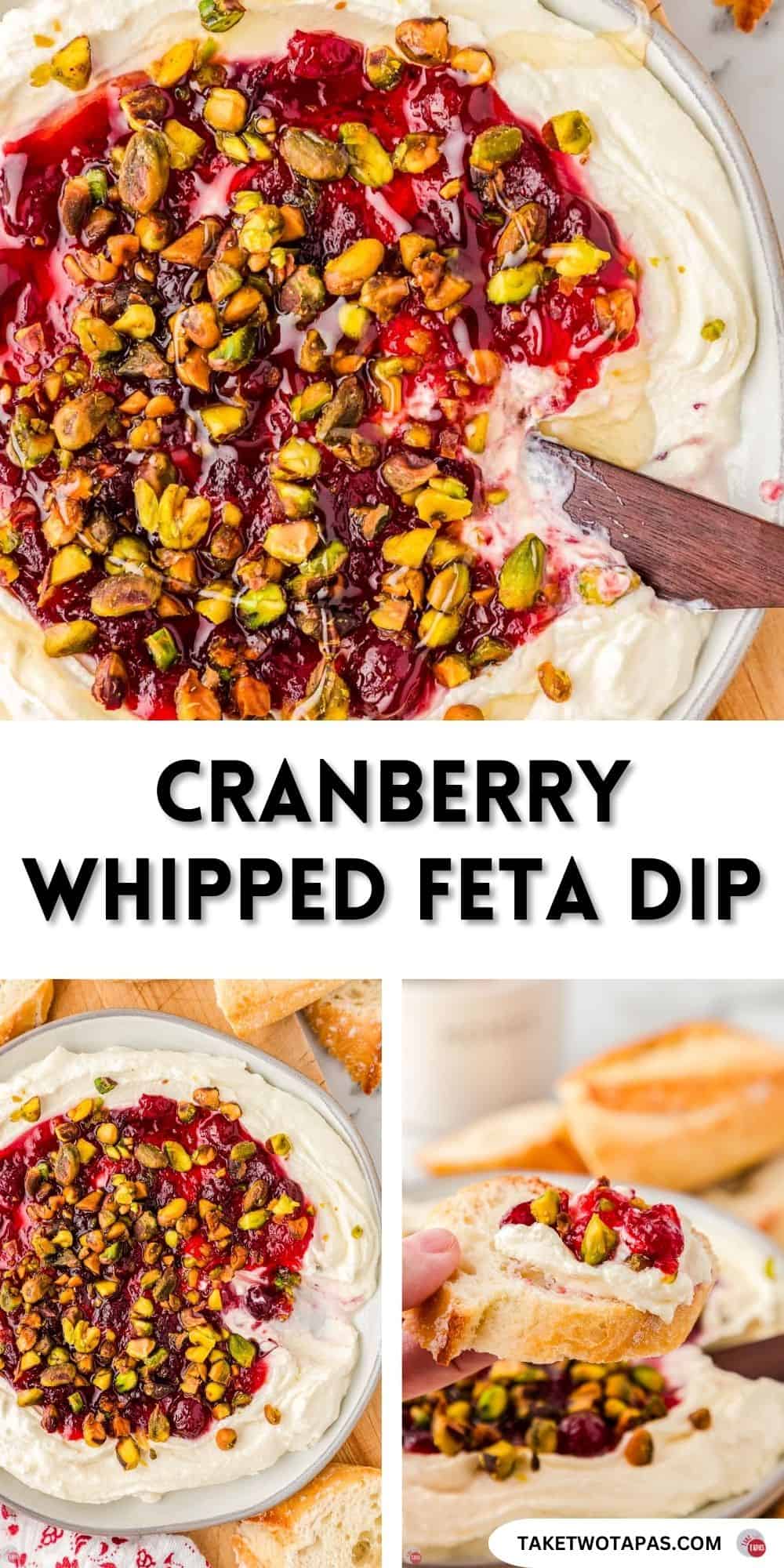 pinterest pin image for cranberry whipped feta dip collage