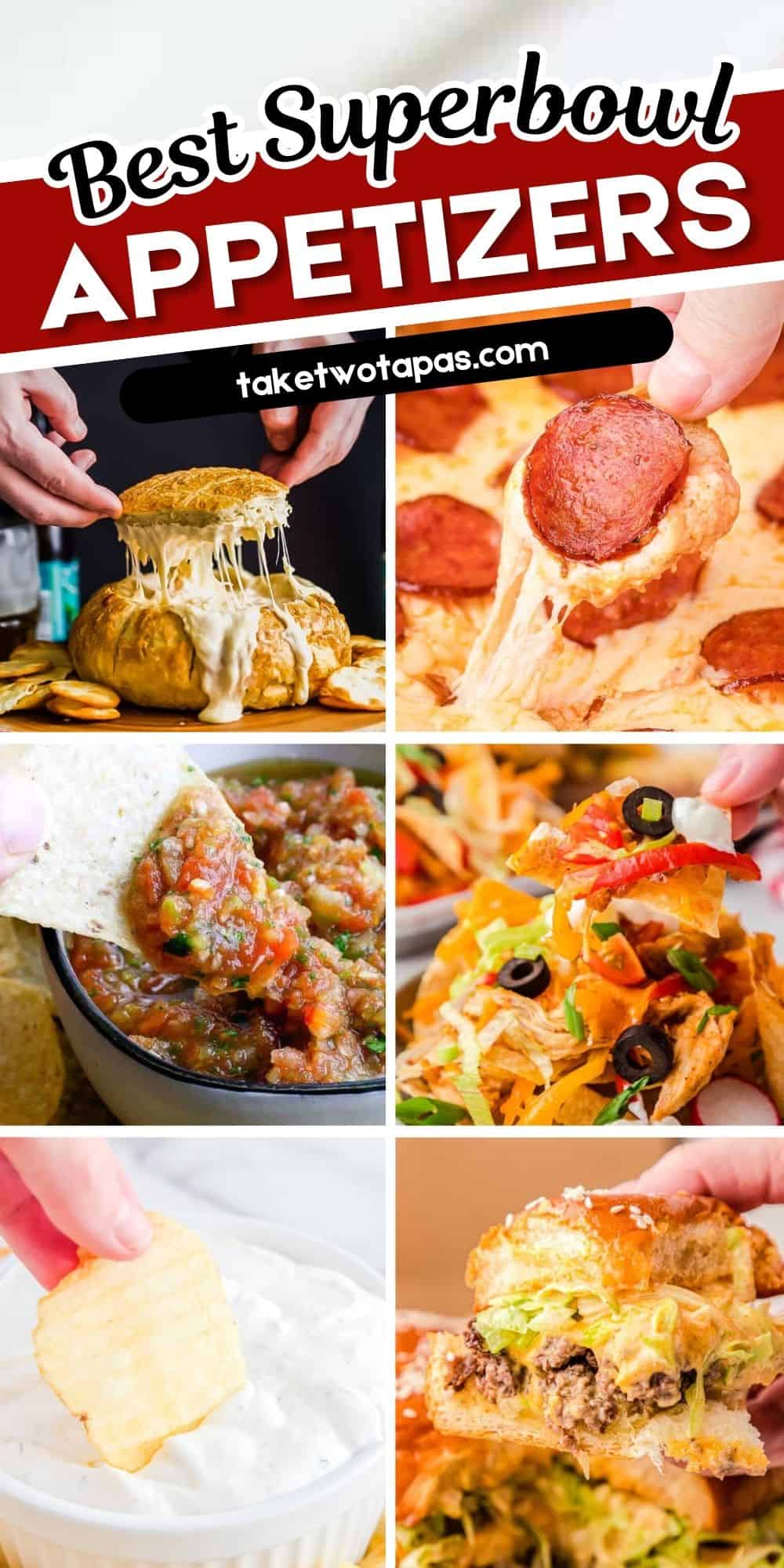 pinterest pin image for super bowl appetizers