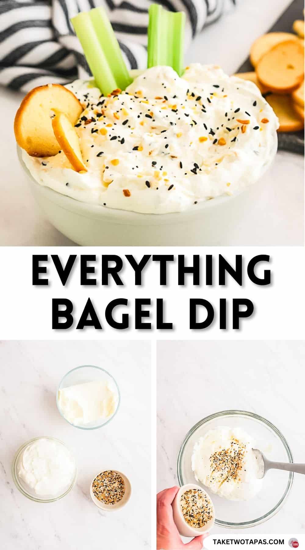 pinterest pin image for everything bagel dip