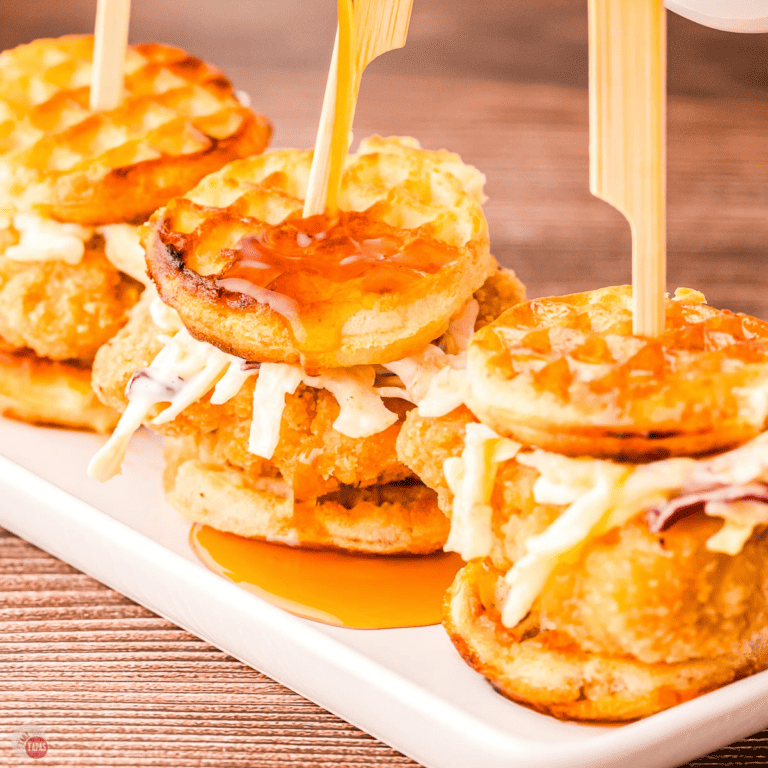 mini chicken and waffle sliders