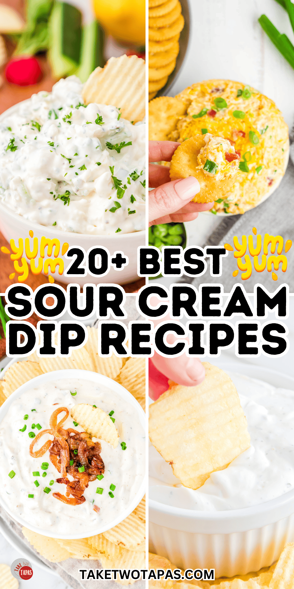 sour cream dip picture collage