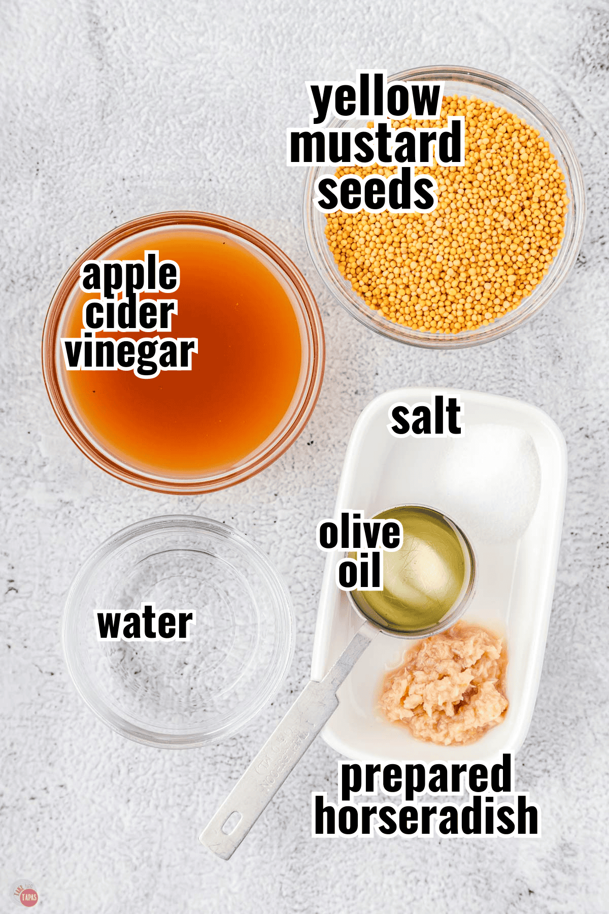 ingredients for a mustard recipe that include vinegar and whole mustard seed